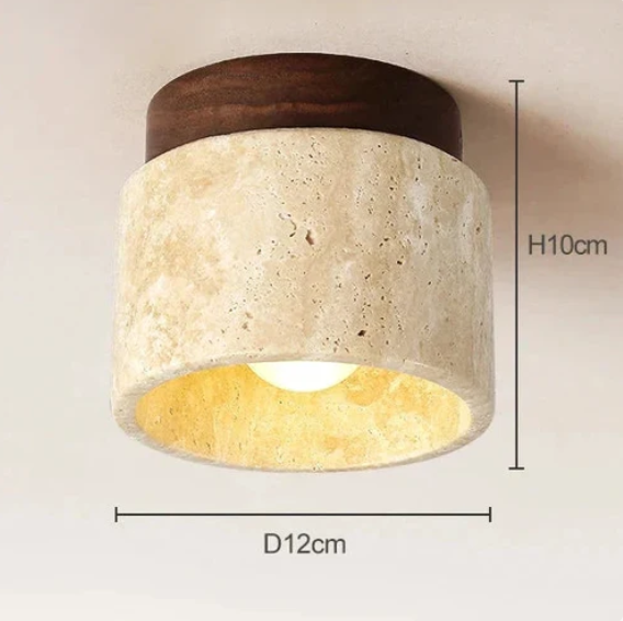 Plafonnier en Bois/Travertin Naturel — "SIENA"