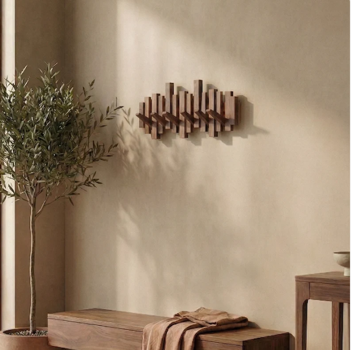 Porte-Manteau Mural Design en Bambou — "SILVA"